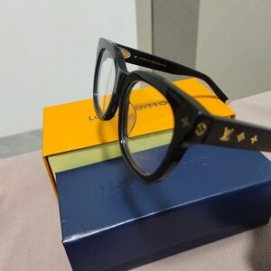 Louis Vuitton Black Acetate Eyeglasses with Gold Logo Accents